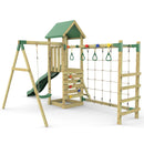 Rebo Climbing Frame with Single Swing and Slide plus Ninja Monkey Bars - Arvon