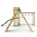 Rebo Climbing Frame with Double Swing and Slide plus Climbing Wall and Ninja Monkey Bars - Dolomite