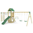 Rebo Climbing Frame with Triple Swing and Slide plus Ninja Monkey Bars - Pelion