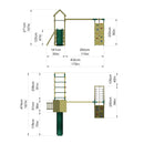 Rebo Climbing Frame with Double Swing and Slide plus Climbing Wall and Ninja Monkey Bars - Dolomite
