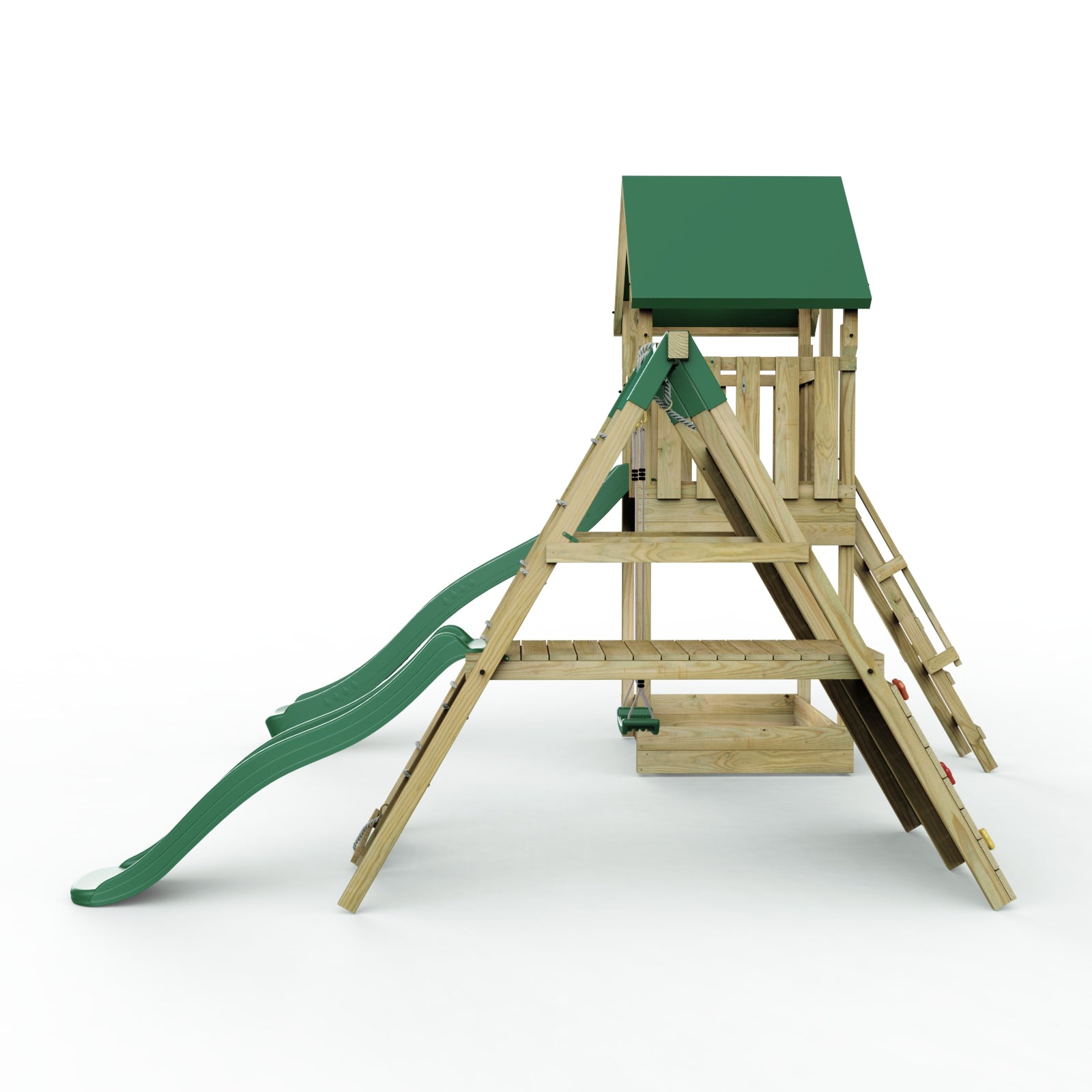 Rebo Modular Wooden Climbing Frame Playset - Swing, Climb & Slide Wychwood