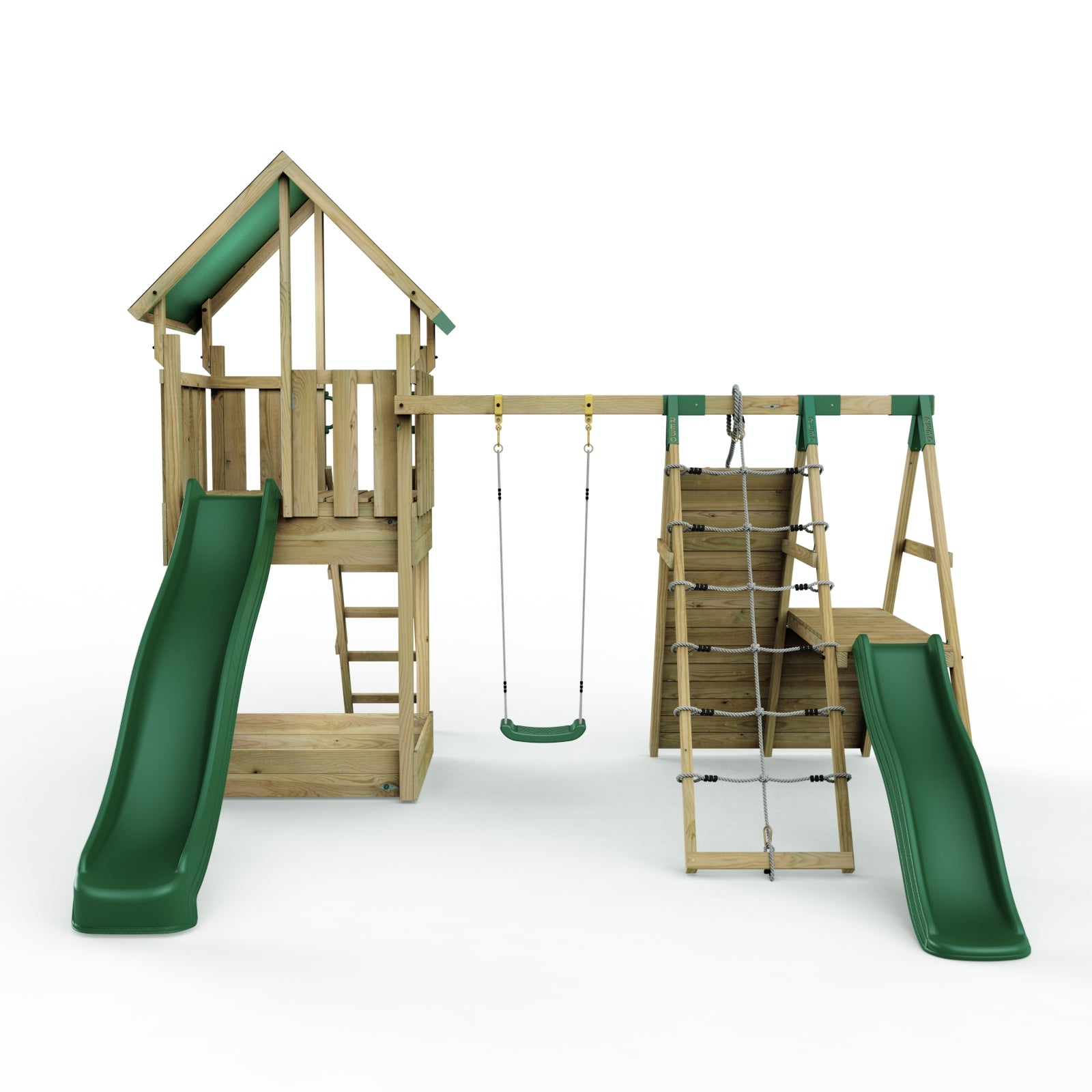 Rebo Modular Wooden Climbing Frame Playset - Swing, Climb & Slide Wychwood