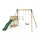 Rebo Wooden Swing Set plus Deck & Slide - Janus Green