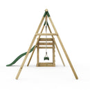 Rebo Wooden Swing Set plus Deck & Slide - Janus Green