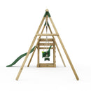 Rebo Wooden Swing Set plus Deck & Slide - Luna Green