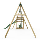 Rebo Wooden Swing Set plus Deck & Slide - Neptune Green