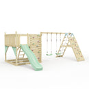 PolarPlay Kids Scandinavian Style Climbing Platform with Double Swing and Climbing Wall - Fai