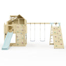 PolarPlay Climbing Platform and Playhouse with Double Swing, Climbing Wall and Slide - Oscar