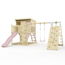 PolarPlay Climbing Platform and Playhouse with Double Swing, Climbing Wall and Slide - Aksel