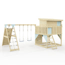 PolarPlay Climbing Platform and Playhouse with Double Swing, Climbing Wall and Slide - Aksel
