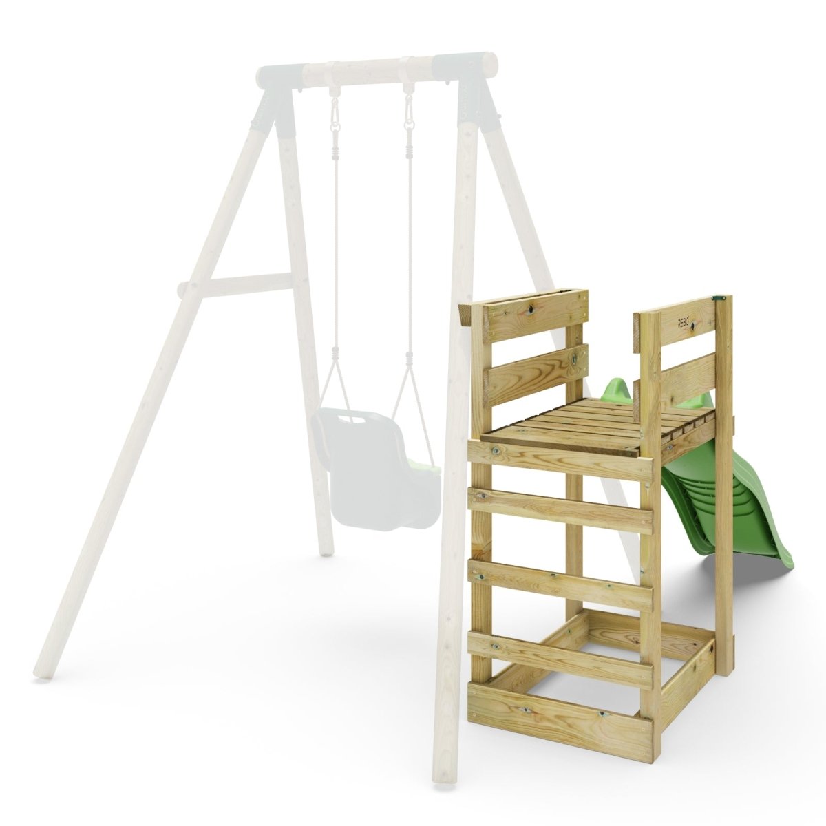 Add - on Wooden Platform with 6FT Slide for Rebo Wooden Garden Swing Sets - Light Green