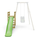 Add - on Wooden Platform with 6FT Slide for Rebo Wooden Garden Swing Sets - Light Green