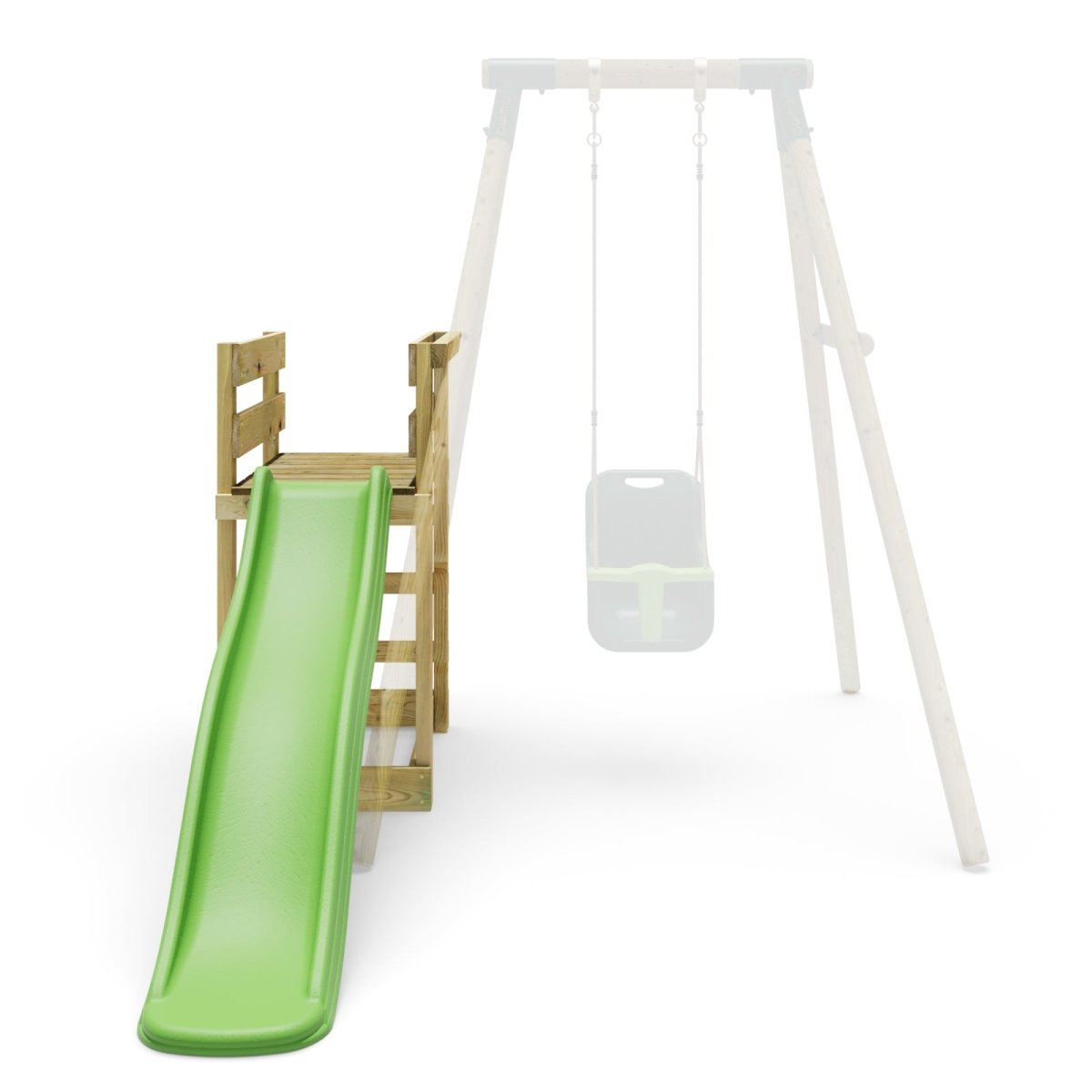 Add - on Wooden Platform with 6FT Slide for Rebo Wooden Garden Swing Sets - Light Green