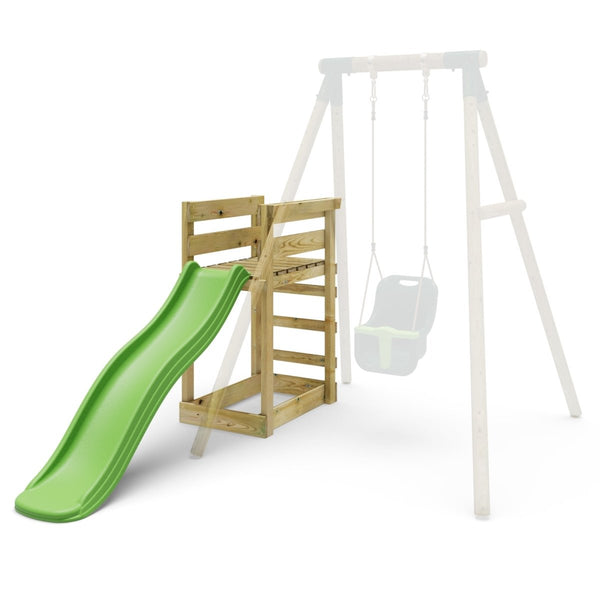 Add - on Wooden Platform with 6FT Slide for Rebo Wooden Garden Swing Sets - Light Green