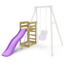 Add - on Wooden Platform with 6FT Slide for Rebo Wooden Garden Swing Sets - Purple