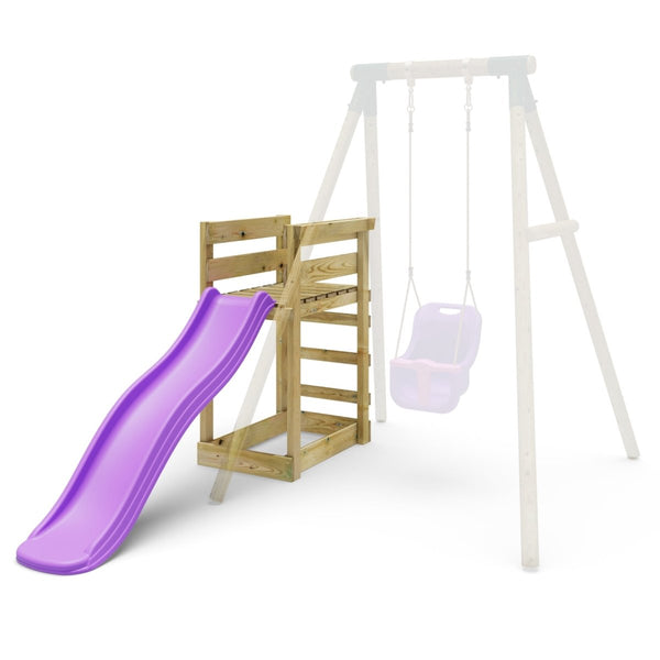 Add - on Wooden Platform with 6FT Slide for Rebo Wooden Garden Swing Sets - Purple