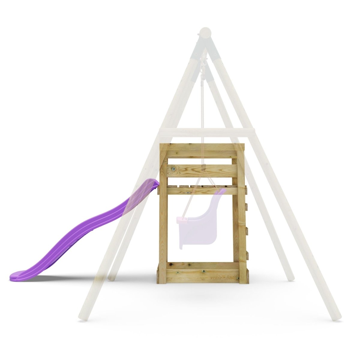 Add - on Wooden Platform with 6FT Slide for Rebo Wooden Garden Swing Sets - Purple