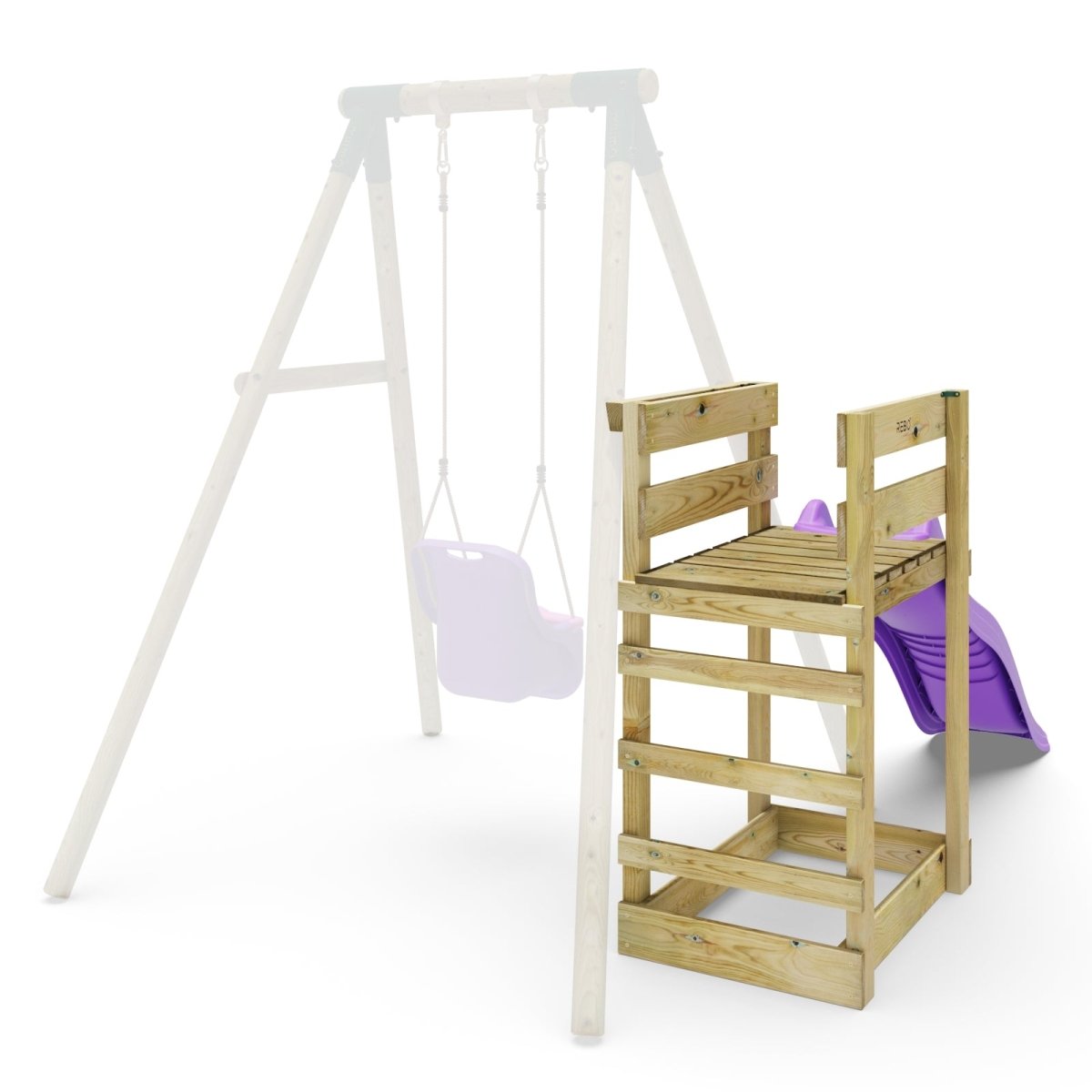 Add - on Wooden Platform with 6FT Slide for Rebo Wooden Garden Swing Sets - Purple