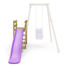 Add - on Wooden Platform with 6FT Slide for Rebo Wooden Garden Swing Sets - Purple