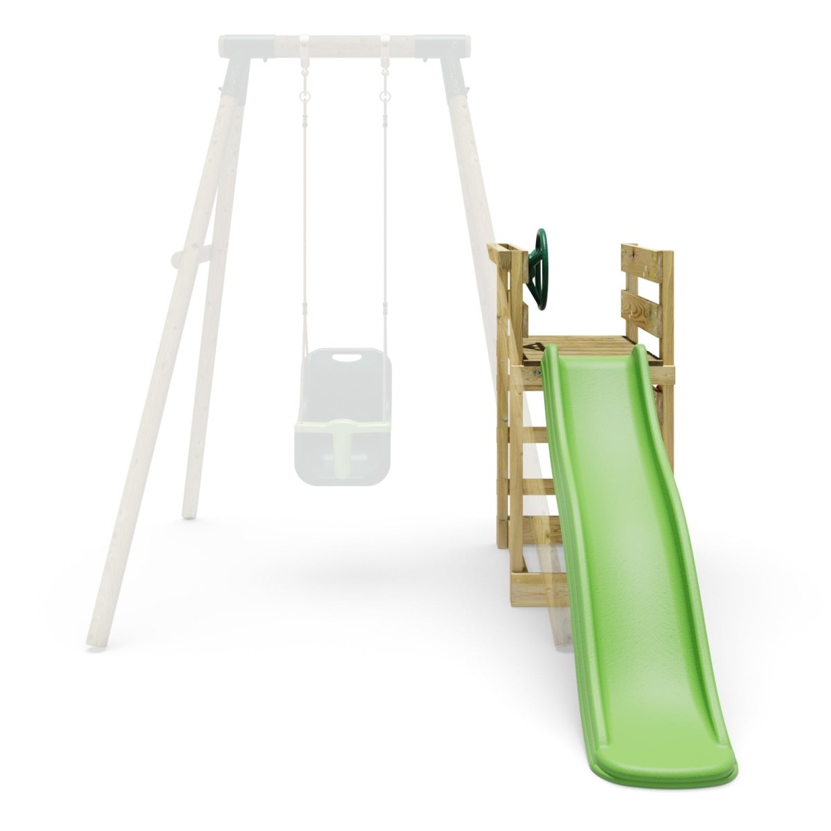 Adventure Pack Add - on Wooden Platform with 6FT Slide for Rebo Swing Sets - Light Green