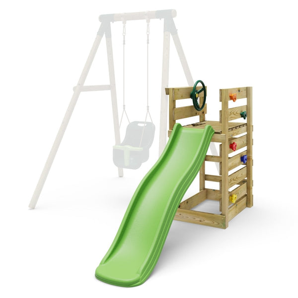 Adventure Pack Add - on Wooden Platform with 6FT Slide for Rebo Swing Sets - Light Green