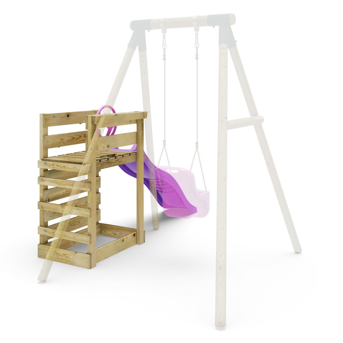 Adventure Pack Add - on Wooden Platform with 6FT Slide for Rebo Swing Sets - Purple