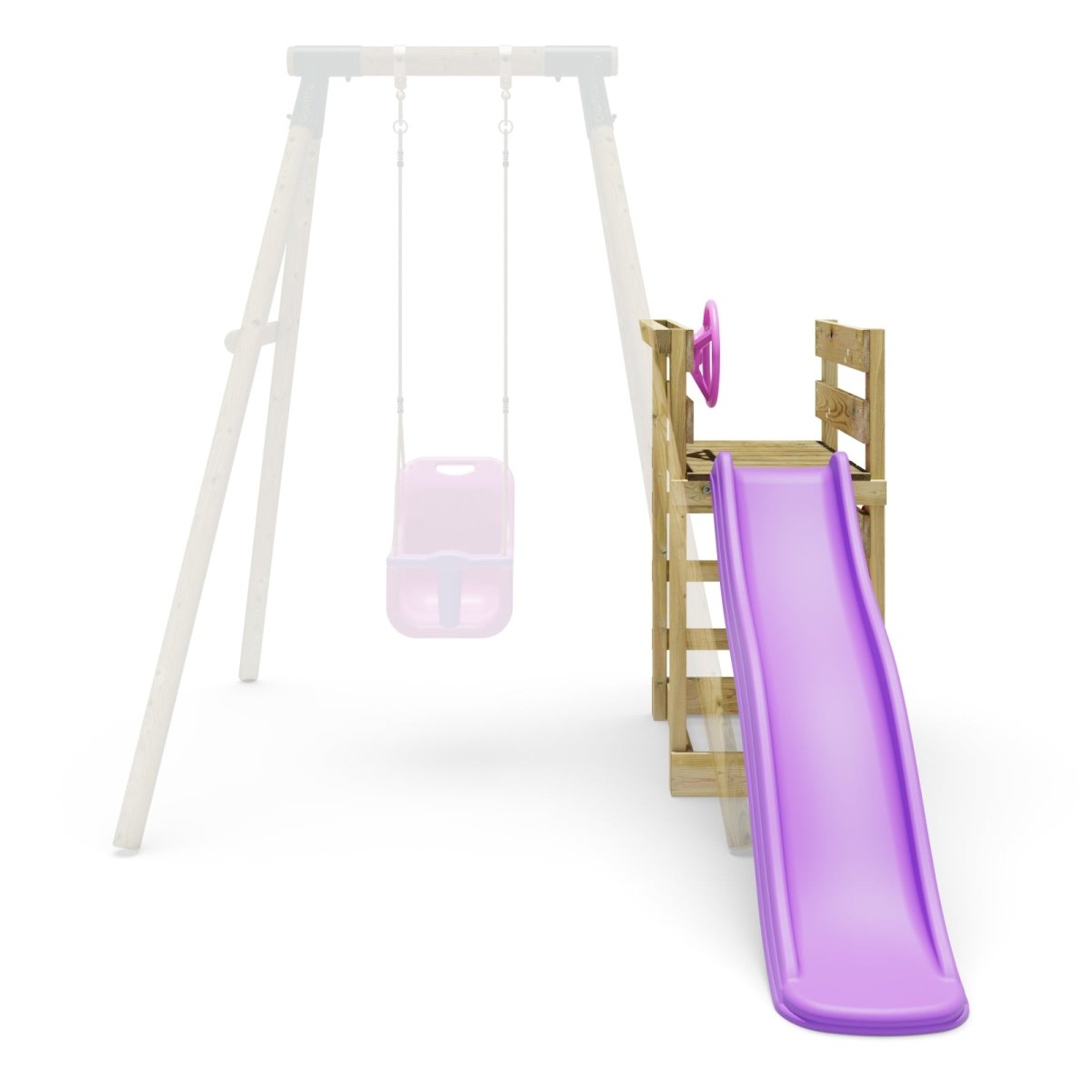 Adventure Pack Add - on Wooden Platform with 6FT Slide for Rebo Swing Sets - Purple