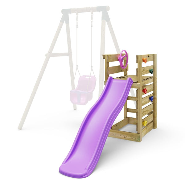 Adventure Pack Add - on Wooden Platform with 6FT Slide for Rebo Swing Sets - Purple