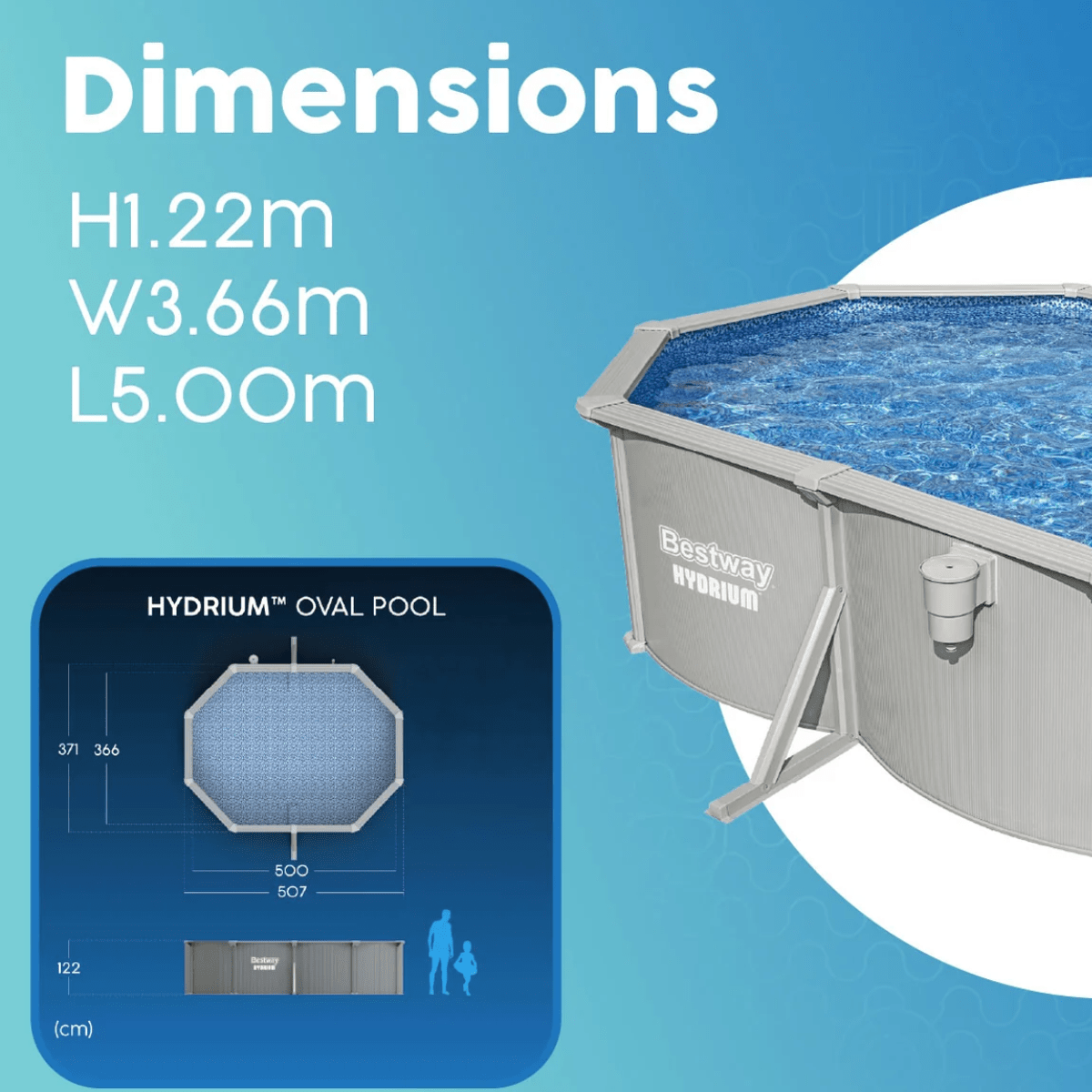 Bestway Hydrium 16ft x 12ft x 48in Oval Steel Above Ground Pool Set ...