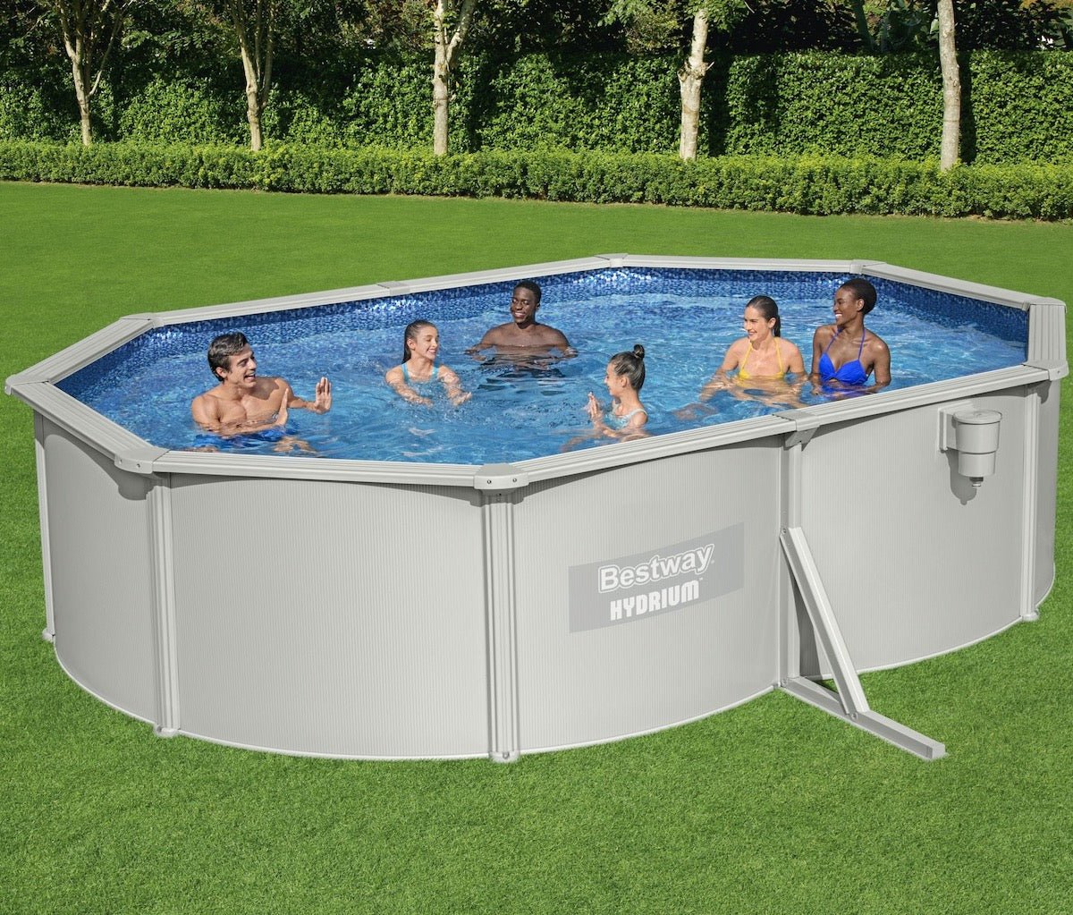 Bestway Hydrium 16ft 5in x 12ft x 48in Oval Pool Set Above Ground ...
