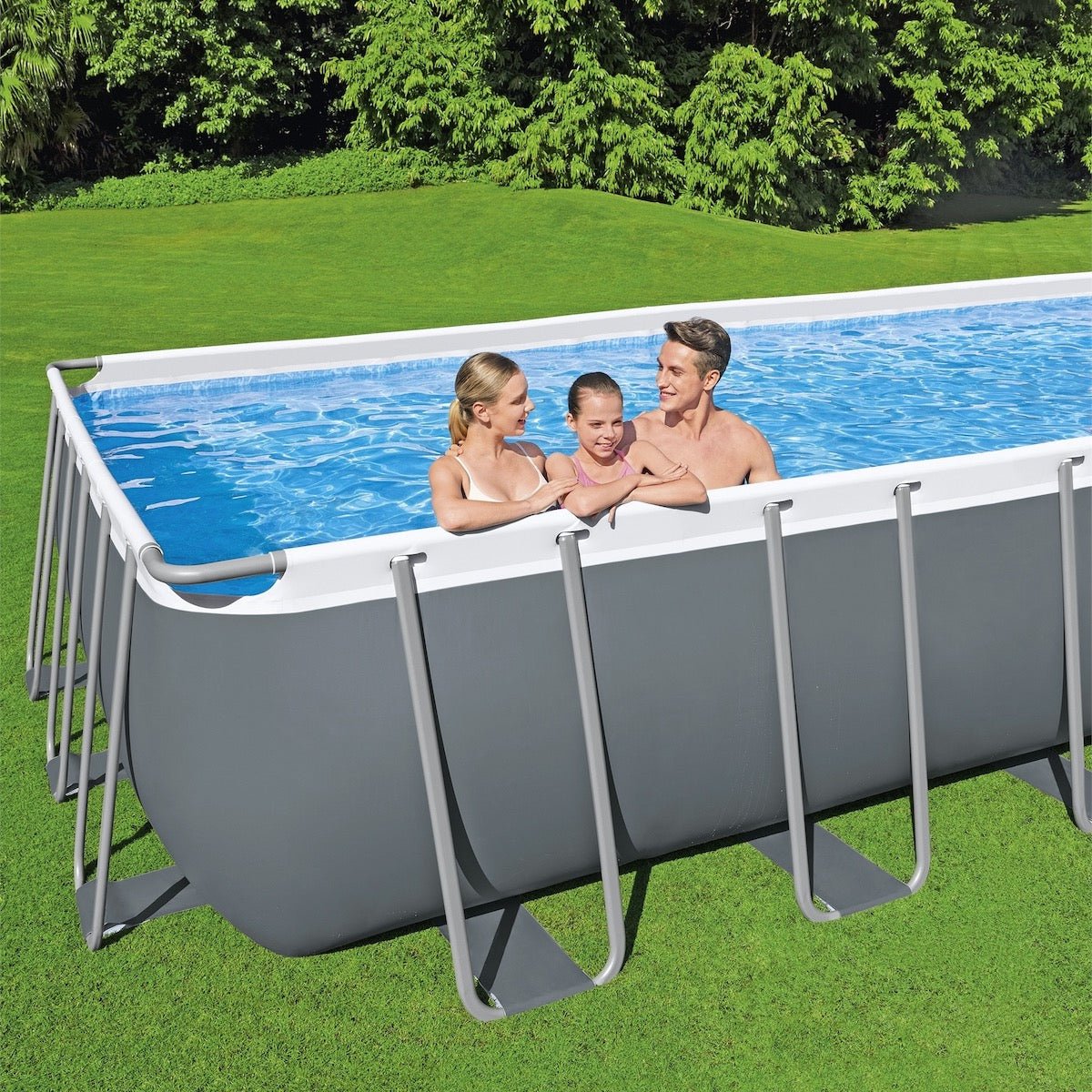 Bestway Rectangular Frame Set Above Ground Pool - Grey, 24 Ft