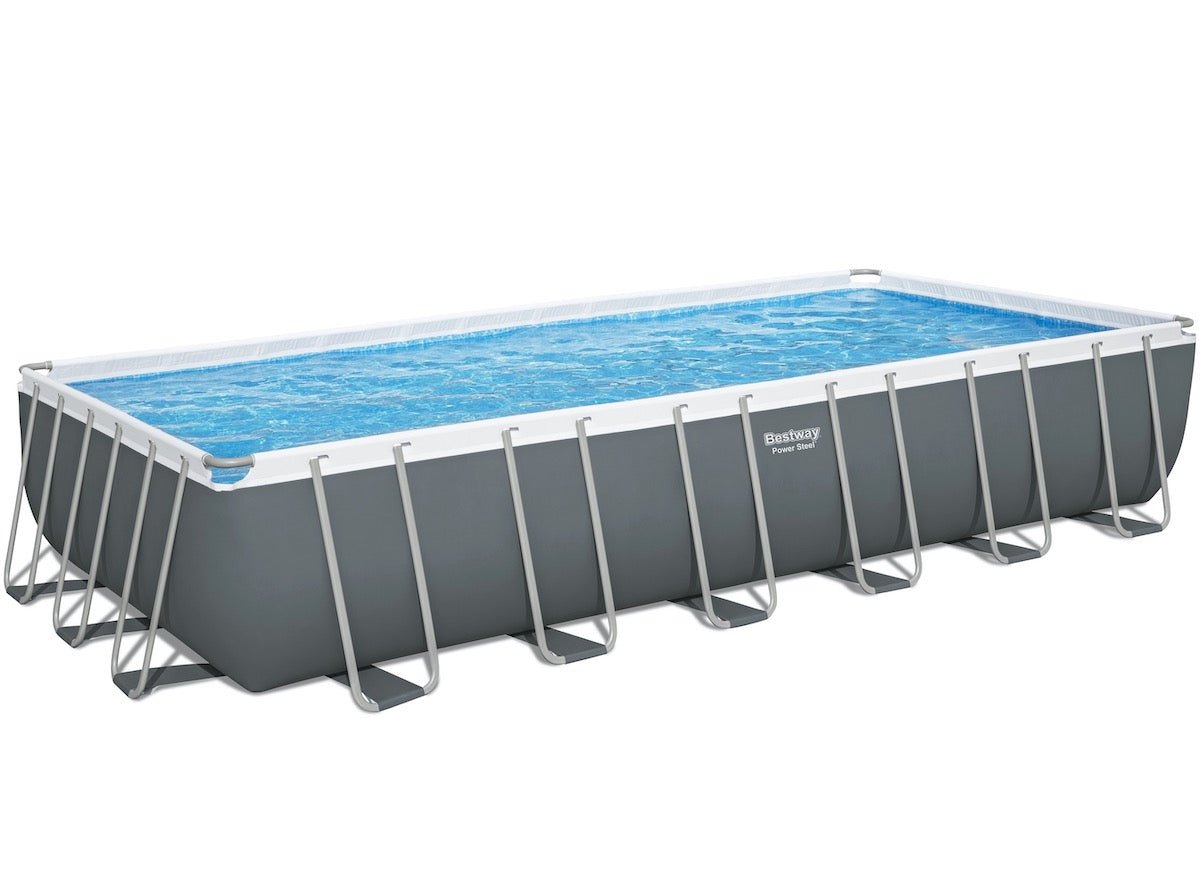 Bestway Rectangular Frame Set Above Ground Pool - Grey, 24 Ft