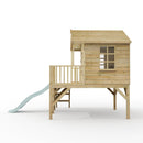 ClassicPlay 5ft Playhouse on Deck with Barn Door and Slide