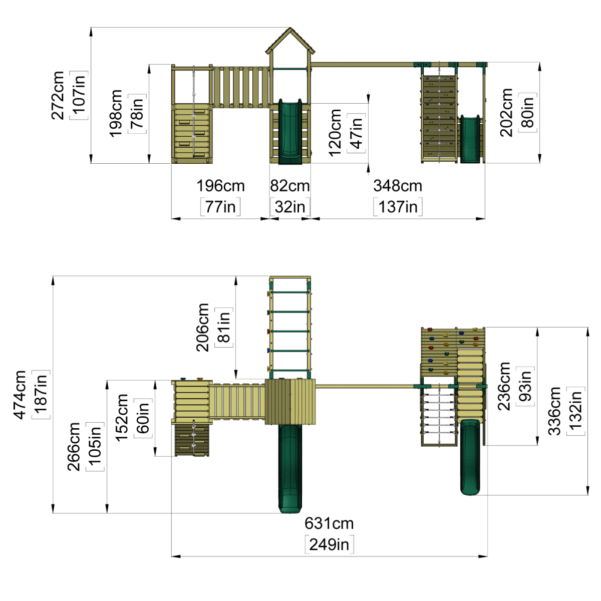 ClassicPlay Double Tower Climbing Frame with Double Swing - Ben