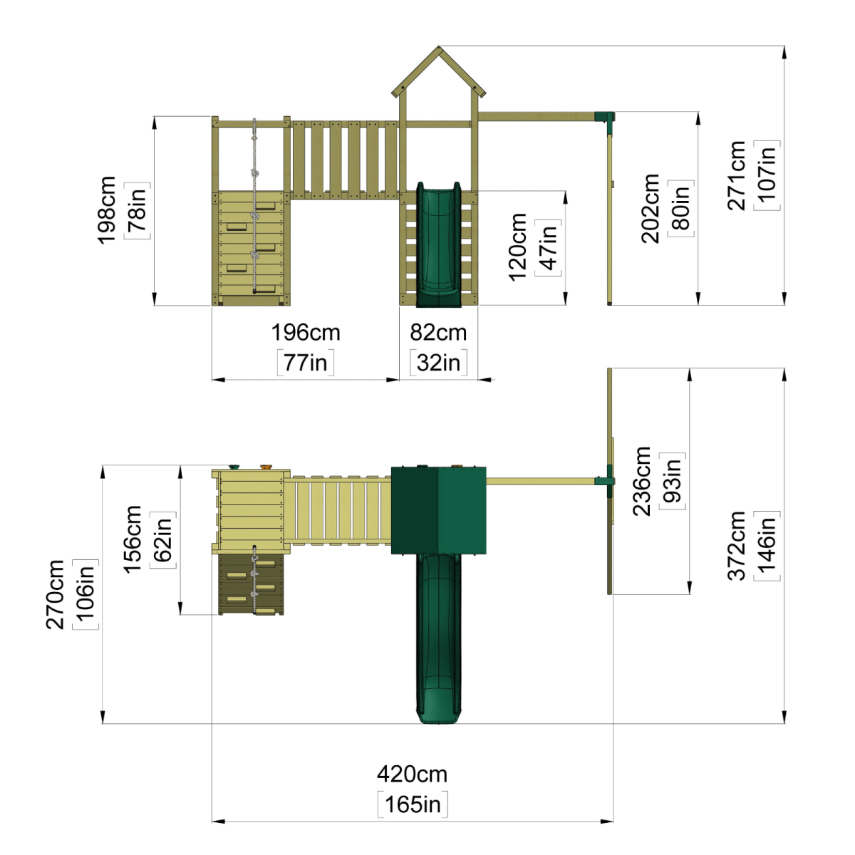 ClassicPlay Double Tower Climbing Frame with Single Swing
