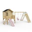 ClassicPlay Premium 5ft Playhouse on Deck with Double Swing, Slide and Climbing Wall