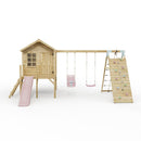 ClassicPlay Premium 5ft Playhouse on Deck with Double Swing, Slide and Climbing Wall