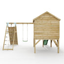 ClassicPlay Premium 5ft Playhouse on Deck with Single Swing, Slide and Climbing Wall