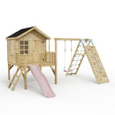 ClassicPlay Premium 5ft Playhouse on Deck with Single Swing, Slide and Climbing Wall
