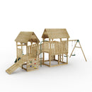 FarmPlay Hayloft and Mini Loft Climbing Frame with Double Swing, Bridge and Slides
