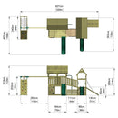 FarmPlay Hayloft and Mini Loft Climbing Frame with Double Swing, Climbing Wall, Bridge and Slides