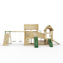 FarmPlay Hayloft and Mini Loft Climbing Frame with Double Swing, Climbing Wall, Bridge and Slides