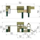 FarmPlay Hayloft and Mini Loft Climbing Frame with Double Swing, Climbing Wall with Deck, Bridge and Slides