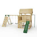 FarmPlay Hayloft Climbing Frame with Double Swing, Climbing Wall and Slide