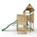 FarmPlay Hayloft Climbing Frame with Double Swing, Climbing Wall with Deck, Lean To and Slides