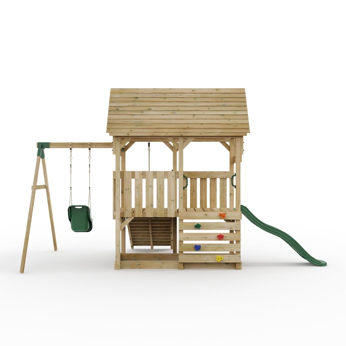 FarmPlay Mini Loft Climbing Frame with Single Swing and Slide | OutdoorToys