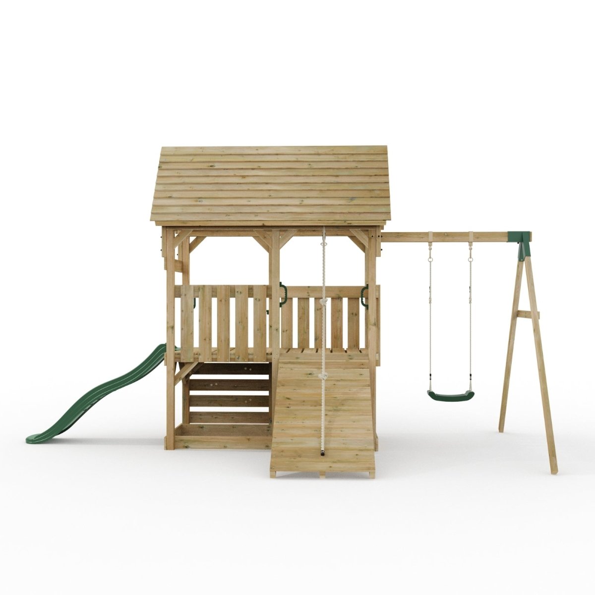 FarmPlay Mini Loft Climbing Frame with Single Swing and Slide | OutdoorToys