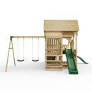 FarmPlay Stable and Mini Loft Climbing Frame with Double Swing, Bridge and Slides