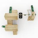 FarmPlay Stable and Mini Loft Climbing Frame with Double Swing, Climbing Wall with Deck, Bridge and Slides