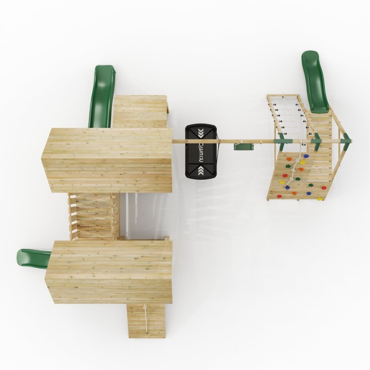 FarmPlay Stable and Mini Loft Climbing Frame with Double Swing ...
